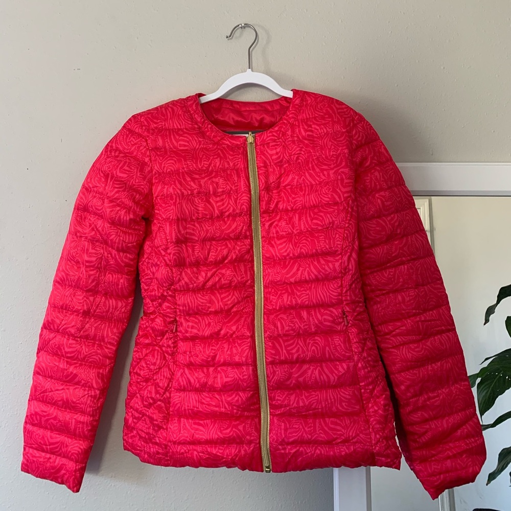 LILLY PULITZER REVERSIBLE DOWN HOT PINK JACKET BEAUTIFUL LIKE NEW SEE PICS